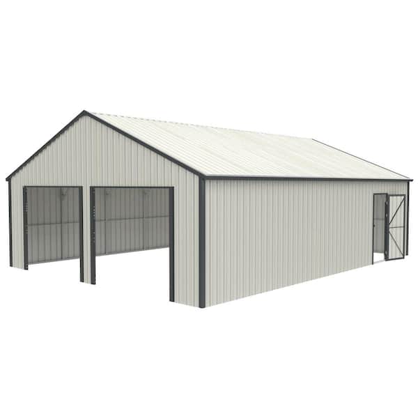 FIROMO 25 ft. W x 33 ft. D Double Doors Metal Outdoor Storage Shed/Garage Shed, 825 sq. ft., with Side Entry Door, White