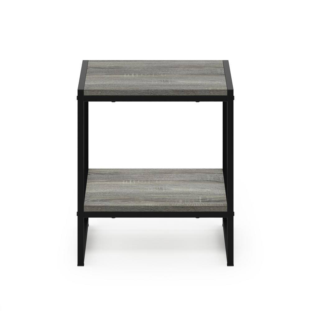 French Oak Grey 2-Tier Wood and Metal End Table