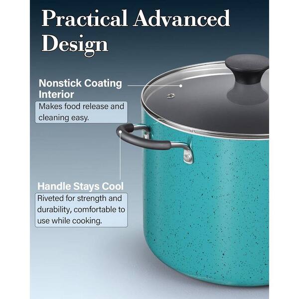 Cook N Home Professional 8 Qt Nonstick Stock Pot with Lid, Riveted