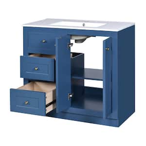 30 in. W x 18 in. D x 34.5 in. H Blue Linen Cabinet with Bath Vanity ...