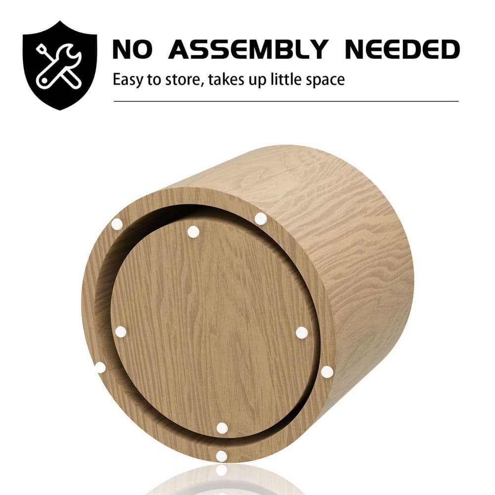 Oak Round Wood Nesting Coffee Table Set of 2