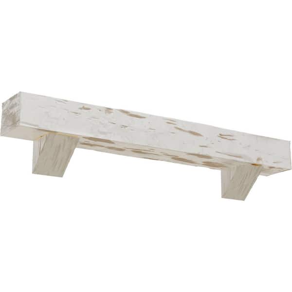 Ekena Millwork 8 in. x 10 in. x 5 ft. Pecky Cypress Faux Wood Fireplace Mantel Kit with Breckinridge Factory Prepped Ready to Paint