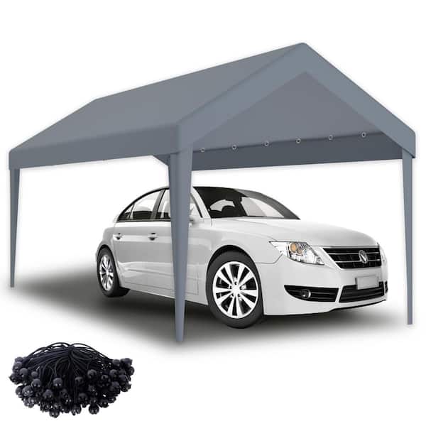 Unbranded 10 ft. x 20 ft. Carport Replacement Canopy Cover, Waterproof and UV Protected Tarp with 72 Elastic Buckles, Gray