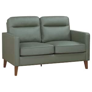Jonah 53 in. Green Faux Leather Upholstered 2 Seats Track Arm Loveseat