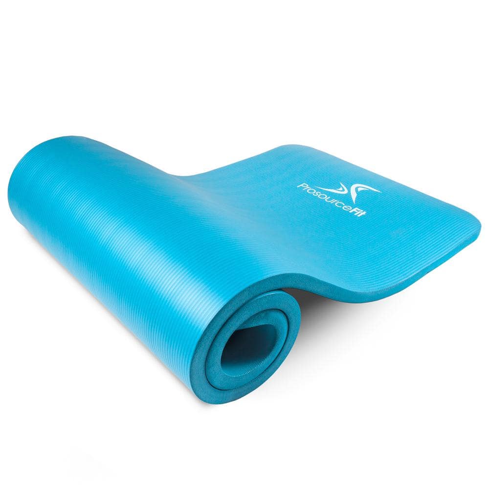 YogaAccessories 14 Thick High-Density Deluxe Non-Slip Exercise Pilates & Yoga Mat Light Blue