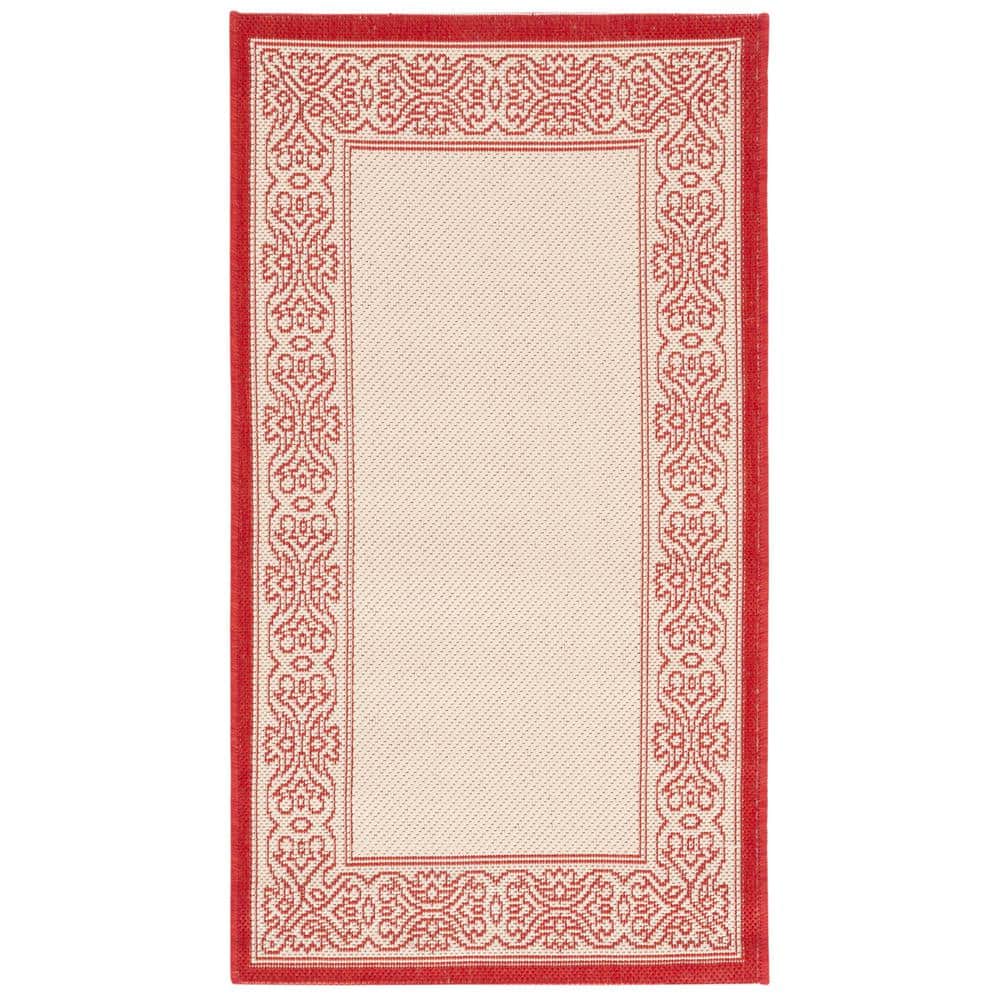Courtyard Natural/Red Doormat 2 ft. x 4 ft. Border Indoor/Outdoor Patio Area Rug price history on PriceWatchPro