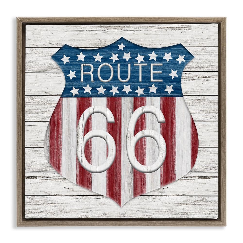 Rustic Route 66 by Natalie Carpentieri Brown Floater Frame Country Graphic Art Print 18 in. x 18 in. price history on PriceWatchPro