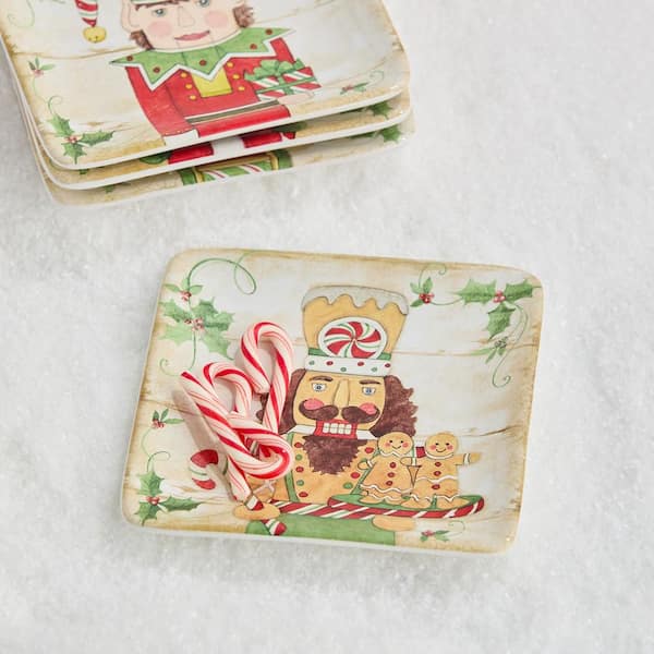 Nutcracker Parade Assorted Colors Ceramic 8.5 in. Dessert Plates (Set of 4)