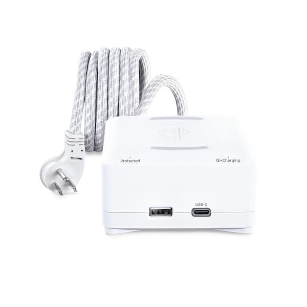 CyberPower 5 ft. 2-Outlet Surge Protector with Qi Charger, Power Cord, 1 USB-A, 1 USB-C PD