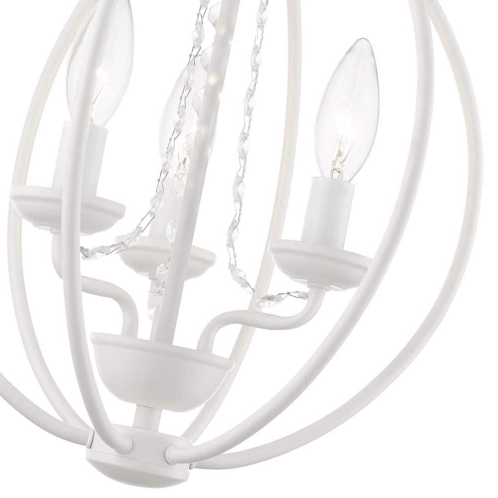 Mini Arabella White Crystal 3-Light Orb Chandelier