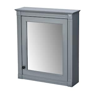 24 in. W x 28 in. H Gray Rectangular Wooden Medicine Cabinet with Mirror and Adjustable Shelf