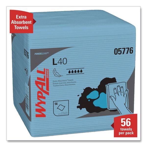 WYPALL L40 Wiper, Quarter-Fold, Blue, 12-1/2 in. x 12 in., 56/Box