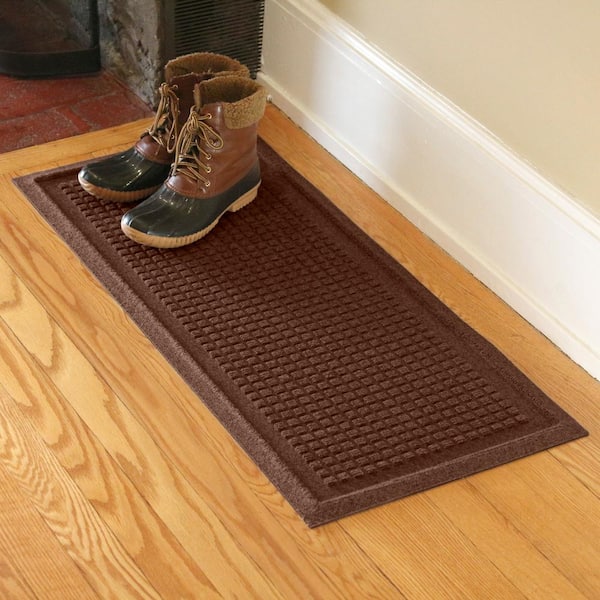 Bungalow Flooring Waterhog Diamonds 35 in. x 97 in. Pet Polyester Indoor Outdoor Runner Dark Brown