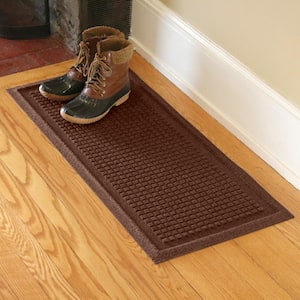 Waterhog Squares 15 in. x 36 in. PET Polyester Indoor Outdoor Boot Tray Dark Brown