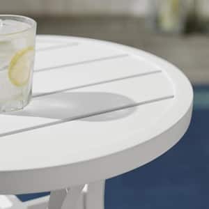 Mix and Match 28 in. White Round Metal Outdoor Patio Bistro Table