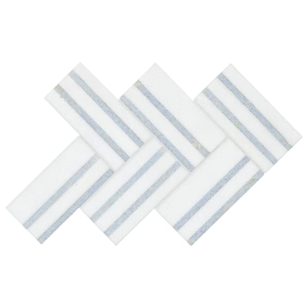 Azula Linea 12.80 in. x 8.46 in. x 10mm Polished Marble Mosaic Floor and Wall Tile (7.52 sq. ft./Case)