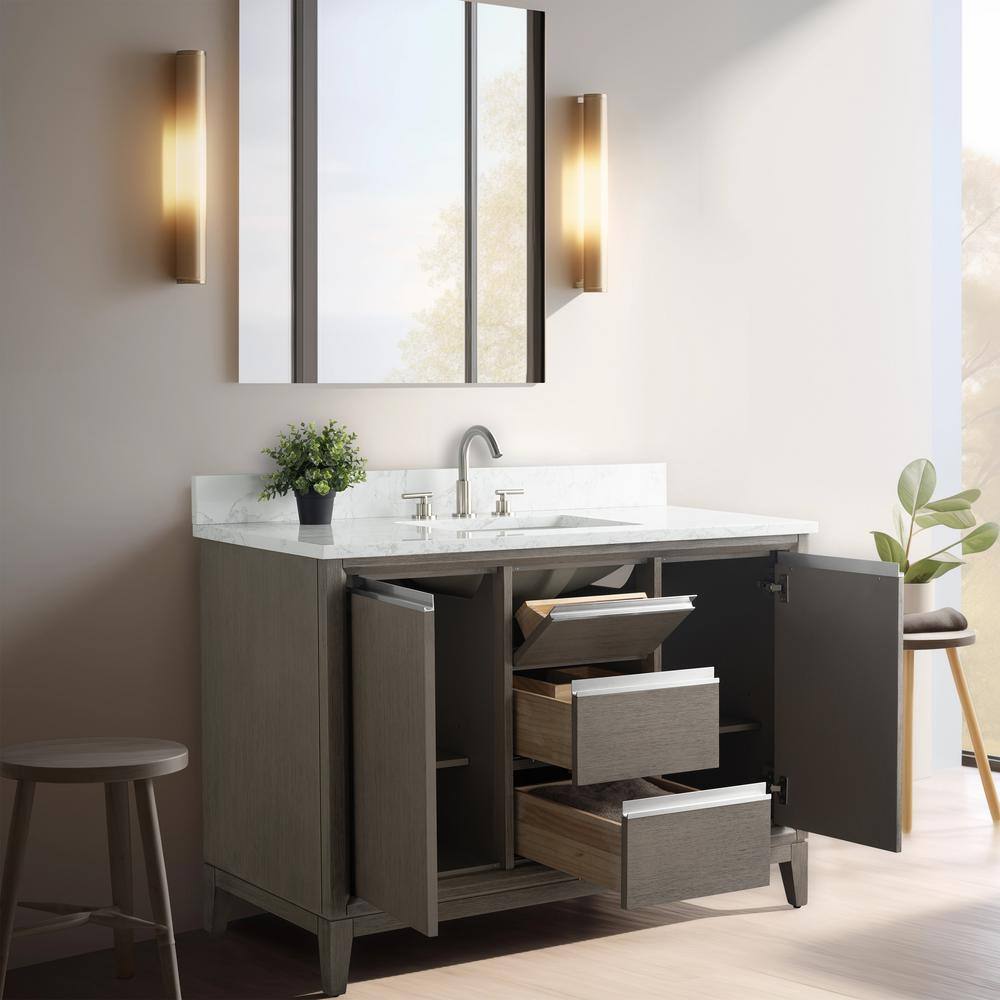 Driftwood Gray 48" Single Sink Bathroom Vanity with Engineered Marble Top