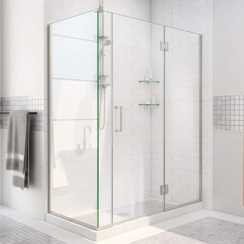 Unidoor-X 57.5 in. W x 30-3/8 in. D x 72 in. H Frameless Hinged Shower Enclosure in Brushed Nickel price history on PriceWatchPro