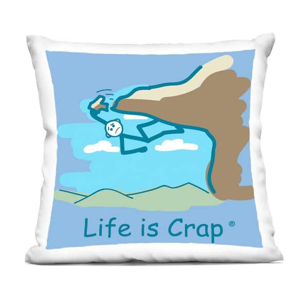 Stupell Industries Falling Rock Climber Blue Print Polyester 18 in. x 18 in. Throw Pillow