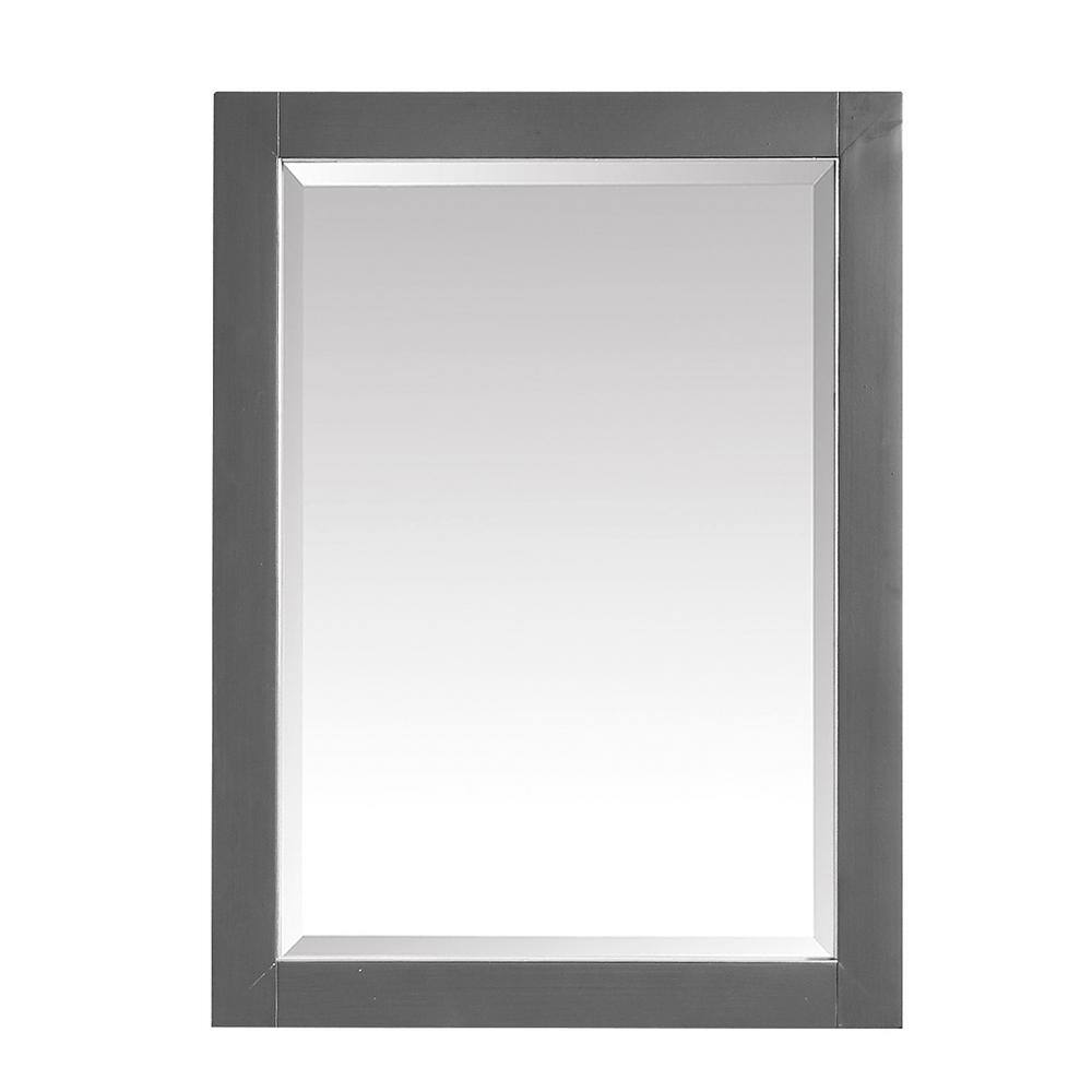 Allie Austen 32" x 24" Twilight Gray Wood Vanity Mirror with Silver Trim