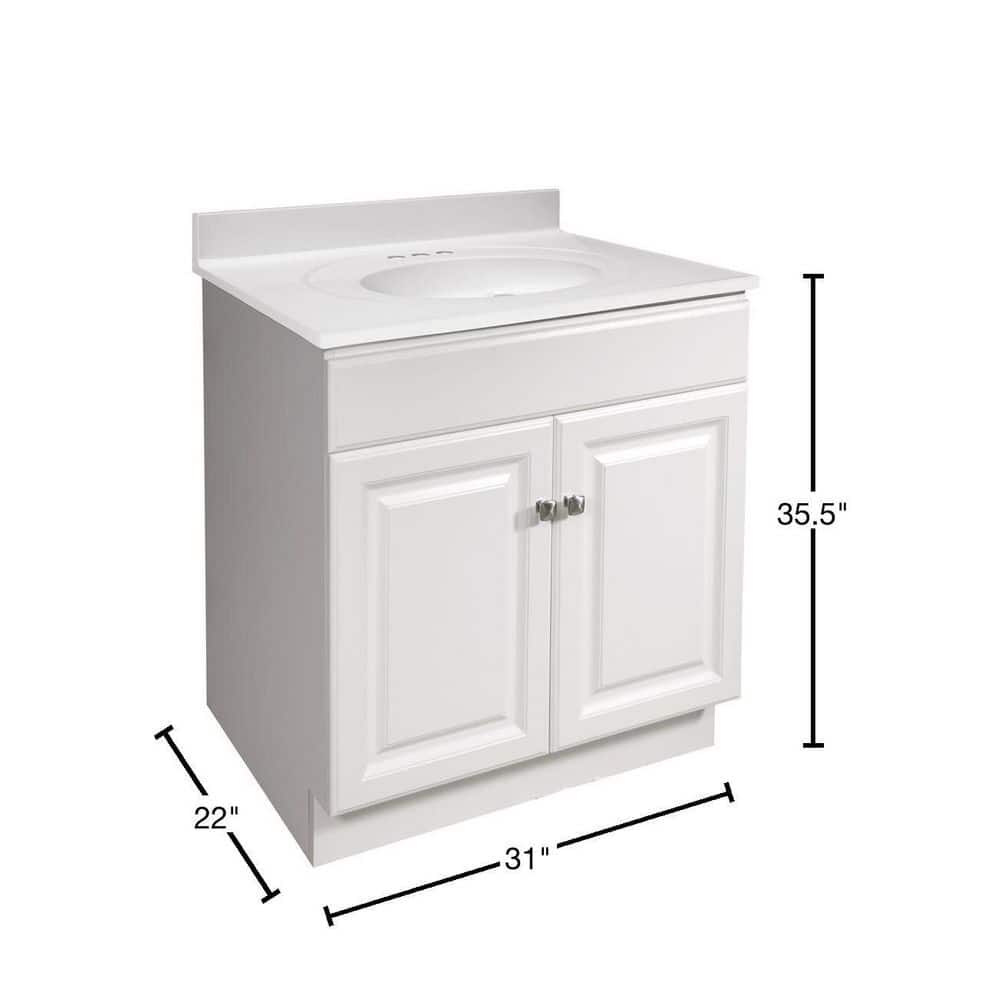 Wyndham White Cultured Marble Top Freestanding Bathroom Vanity