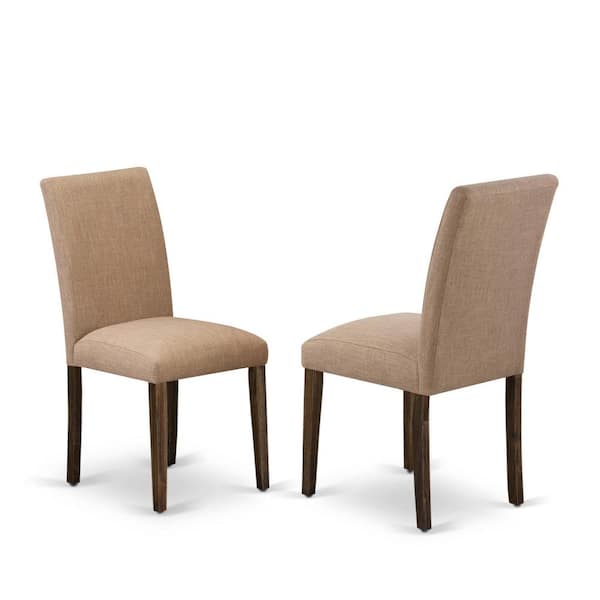 East West Furniture Jacobean, Parson Kitchen Chairs - Light Sable Linen Fabric Padded Dining Chairs, Set Of 2