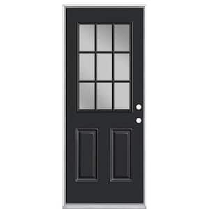 32 in. x 80 in. 9 Lite Left Hand Inswing Painted Steel Prehung Front Exterior Door No Brickmold