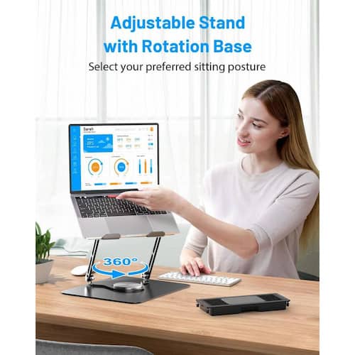 Laptop Cooling Stand with Detachable Thermoelectric Cooler, Adjustable Height and Angle, 360 Rotation Base Computer & Laptop Accessories