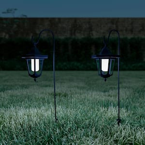 Black Outdoor Integrated LED Landscape Hanging Coach Path Lights (2-Pack)
