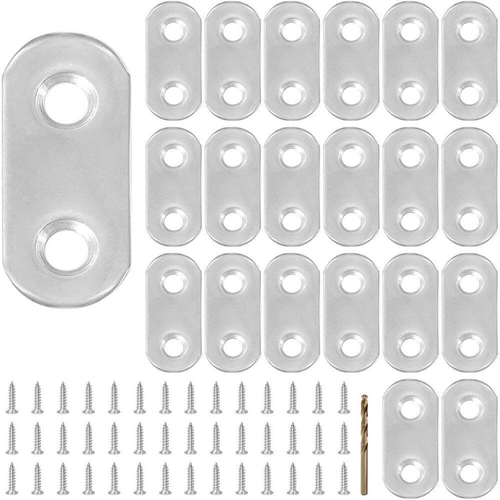 1.42 x 0.63 Inch Stainless Steel Flat Brace Metal Strap with 42 Screws 21-Pack for Wood Furniture Chair price history on PriceWatchPro