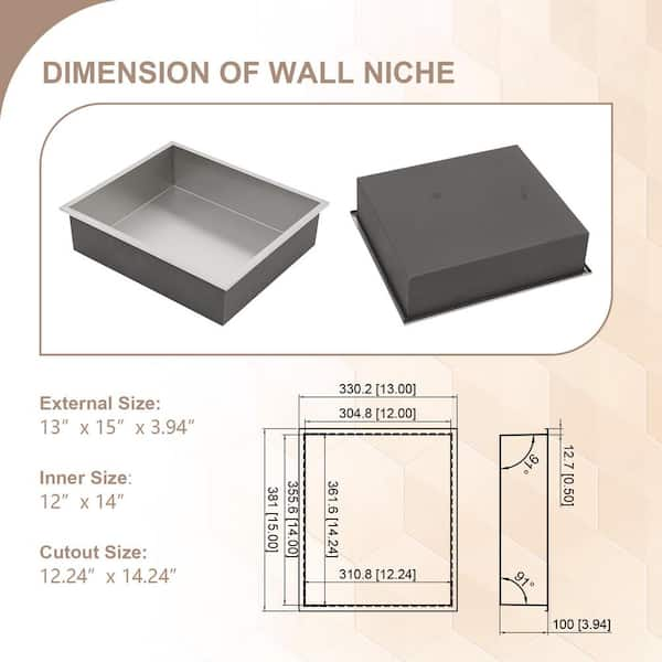 Lordear Shower Niche 36in x 12in Rectangle Double Bathroom Niche