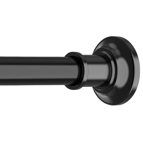 120 in. Curtain Rod Tension Shower Curtain Rods in Black Adjustable Spring Heavy Duty Rods for Bathroom Windows Outdoor