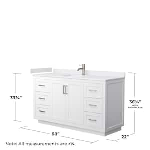 Miranda 60 in. W Single Bath Vanity in White with Cultured Marble Vanity Top in White with White Basin