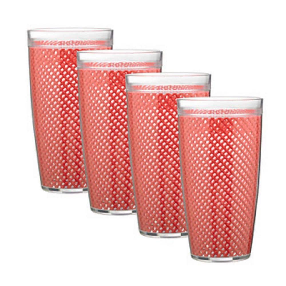 Kraftware Fishnet 22 oz. Flag Red Insulated Drinkware (Set of 4