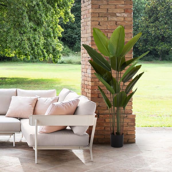 Unbranded 6 ft. Artificial Adhesive Fabric Traveler Banana Leaf Tree in Pot 2-Pack for Indoor Outdoor Home Office Proch Decorative