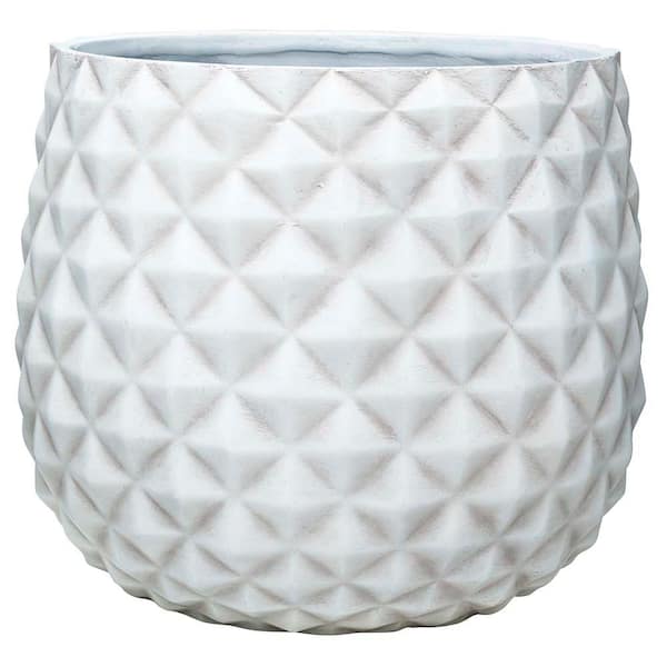 Southern Patio Pineapple Medium 12 in. x 10.5 in. 14 qt. Weathered White Resin Composite Indoor/Outdoor Planter