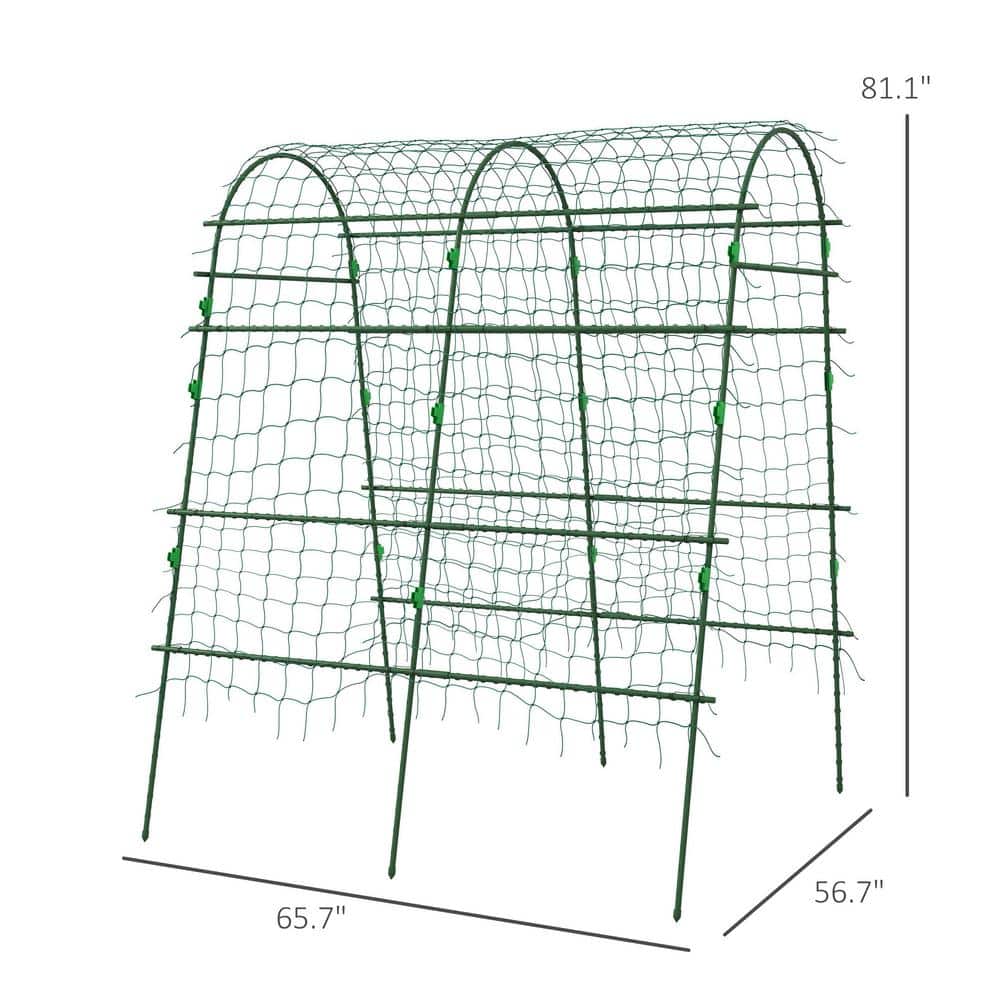 81" Tall Green Metal Garden Trellis for Climbing Plants