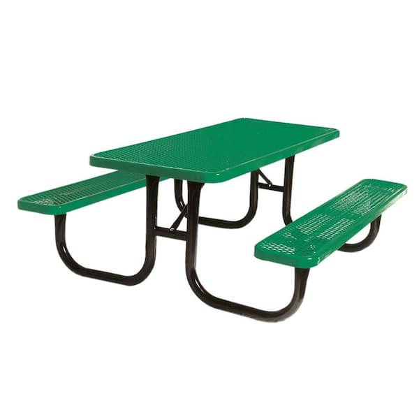 Portable 6 ft. Green Diamond Commercial Rectangular Table