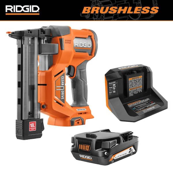 18V Brushless Cordless 18-Gauge 1-1/2 in. Narrow Crown Stapler with 2.0 Ah Battery and Charger