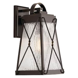 Glenbrook Collection 1-Light Oil Rubbed Bronze 15.5 in. Outdoor Wall Lantern Sconce