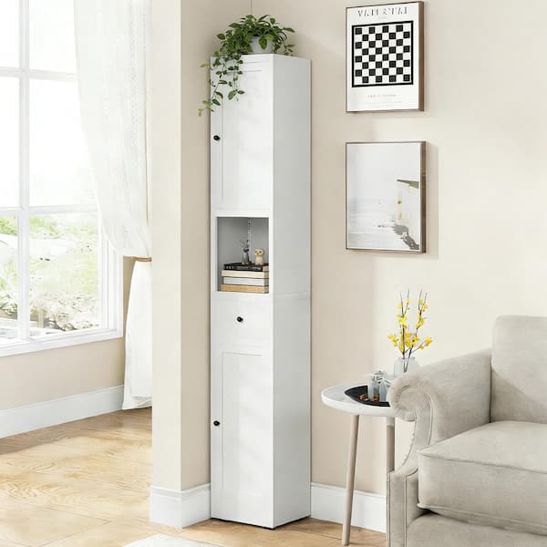 13 in. W x 9 in. D x 67 in. H Gray Freestanding Linen Cabinet