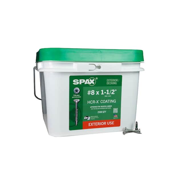 #8 x 1-1/2 in. Exterior Construction Torx T-Star Plus Flat Head Deck Wood Screws (2500-Piece) Bulk Pail Bit Included