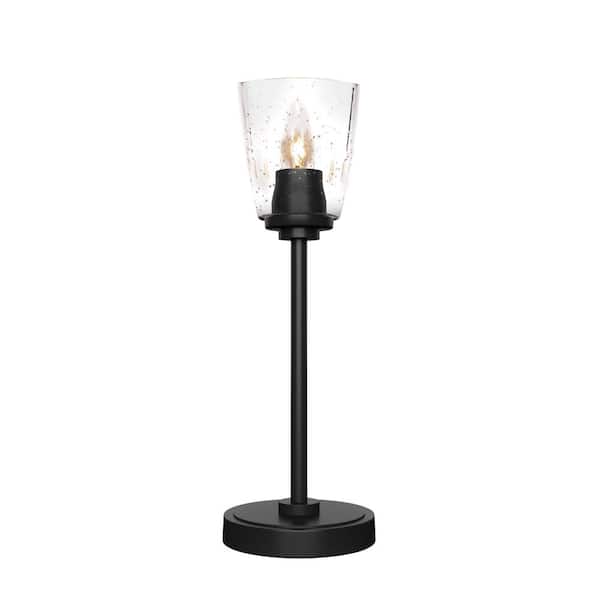Unbranded Quincy 16.5 in. Matte Black Accent Lamp with Clear Bubble Glass Shade