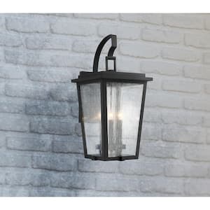 Cantebury 4-Light Sand Black with Gold Accents Outdoor Wall Mount Lantern Light