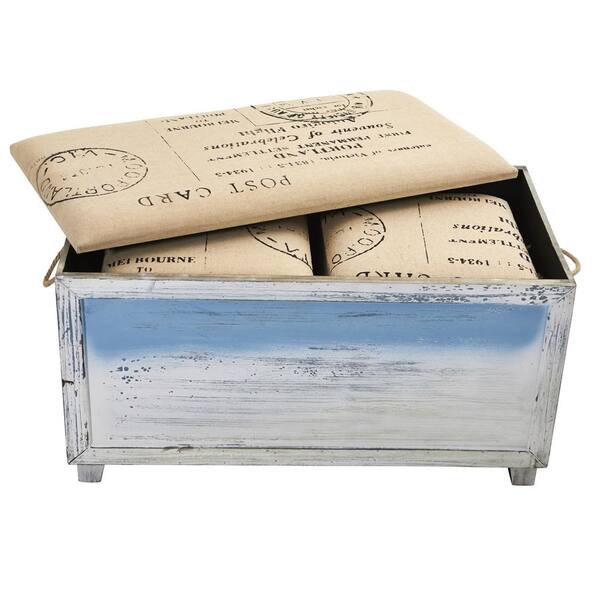 Nearly Natural Ocean Breeze Wood Storage Boxes with Bench and
