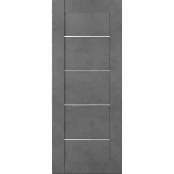 Belldinni 24 in. W x 80 in. H x 1-3/4 in. D 1 Panel Solid Core Vona 07 4H Dark Urban Prefinished Wood Interior Door Slab