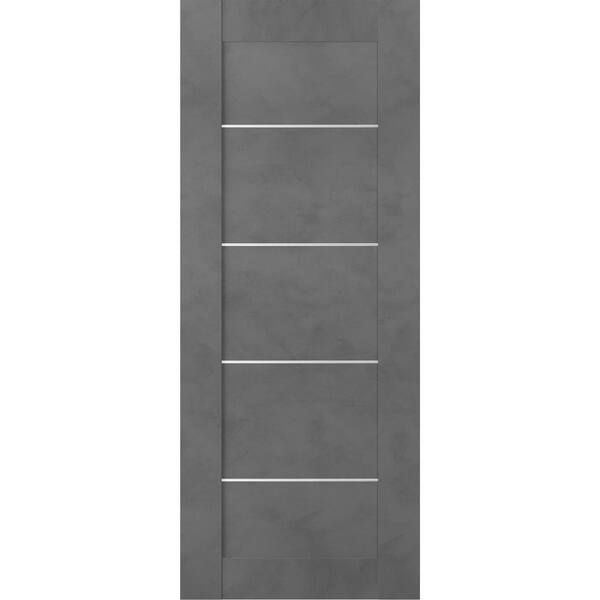 Belldinni 36 in. W x 80 in. H x 1-3/4 in. D 1 Panel Solid Core Vona 07 4H Dark Urban Prefinished Wood Interior Door Slab
