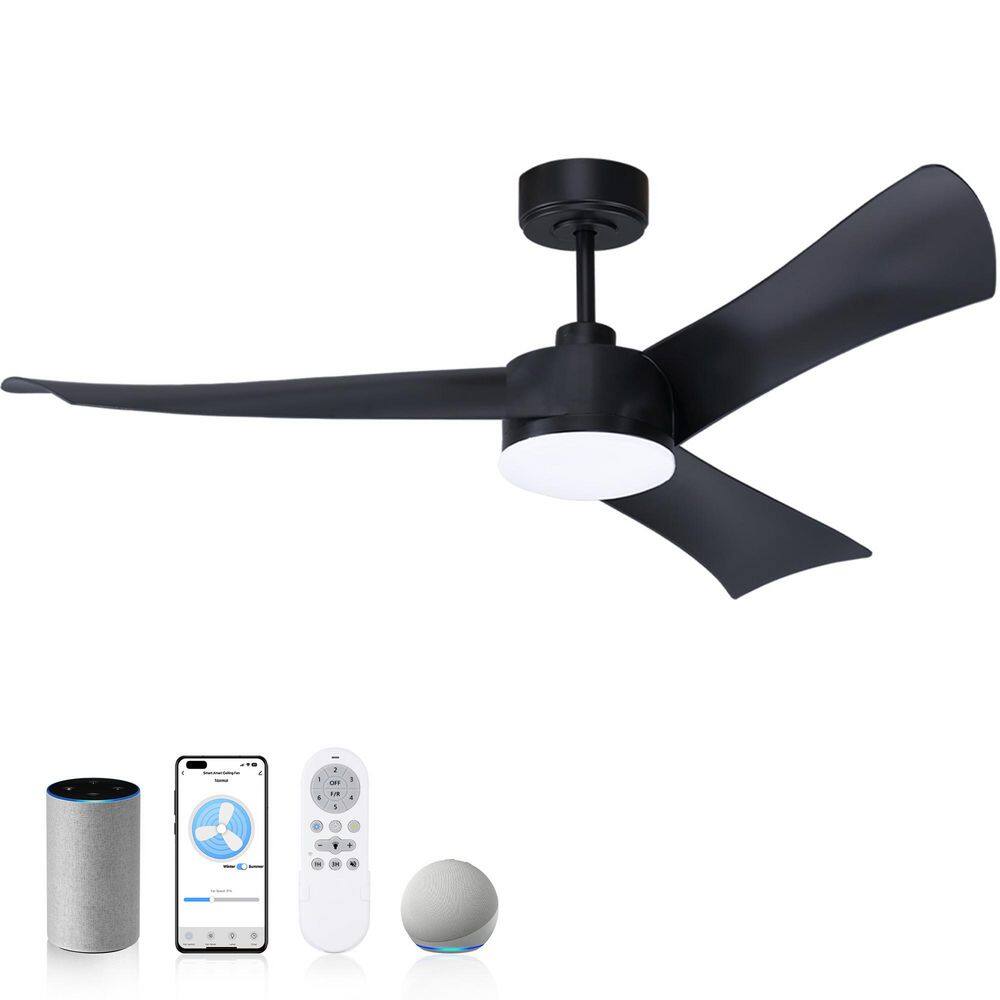 54 in. Smart Outdoor Indoor Black Ceiling Fans wiht Lights and Remote, WIFI Alexa App Workable, Quiet DC Motor, 6-Speeds price history on PriceWatchPro