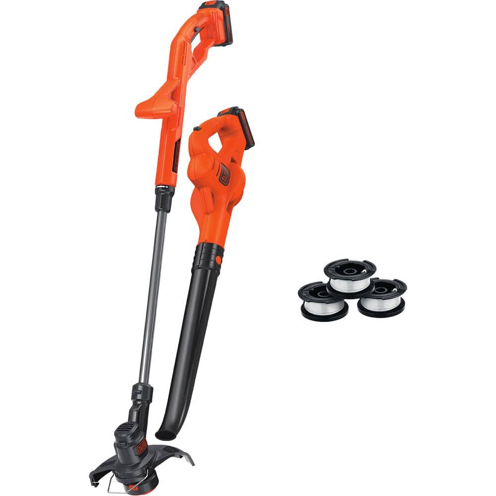 BLACK+DECKER 20V MAX Cordless Battery Powered String Trimmer and Leaf Blower Combo Kit with 3 Spools & (2) 1.5 Ah Batteries & Charger