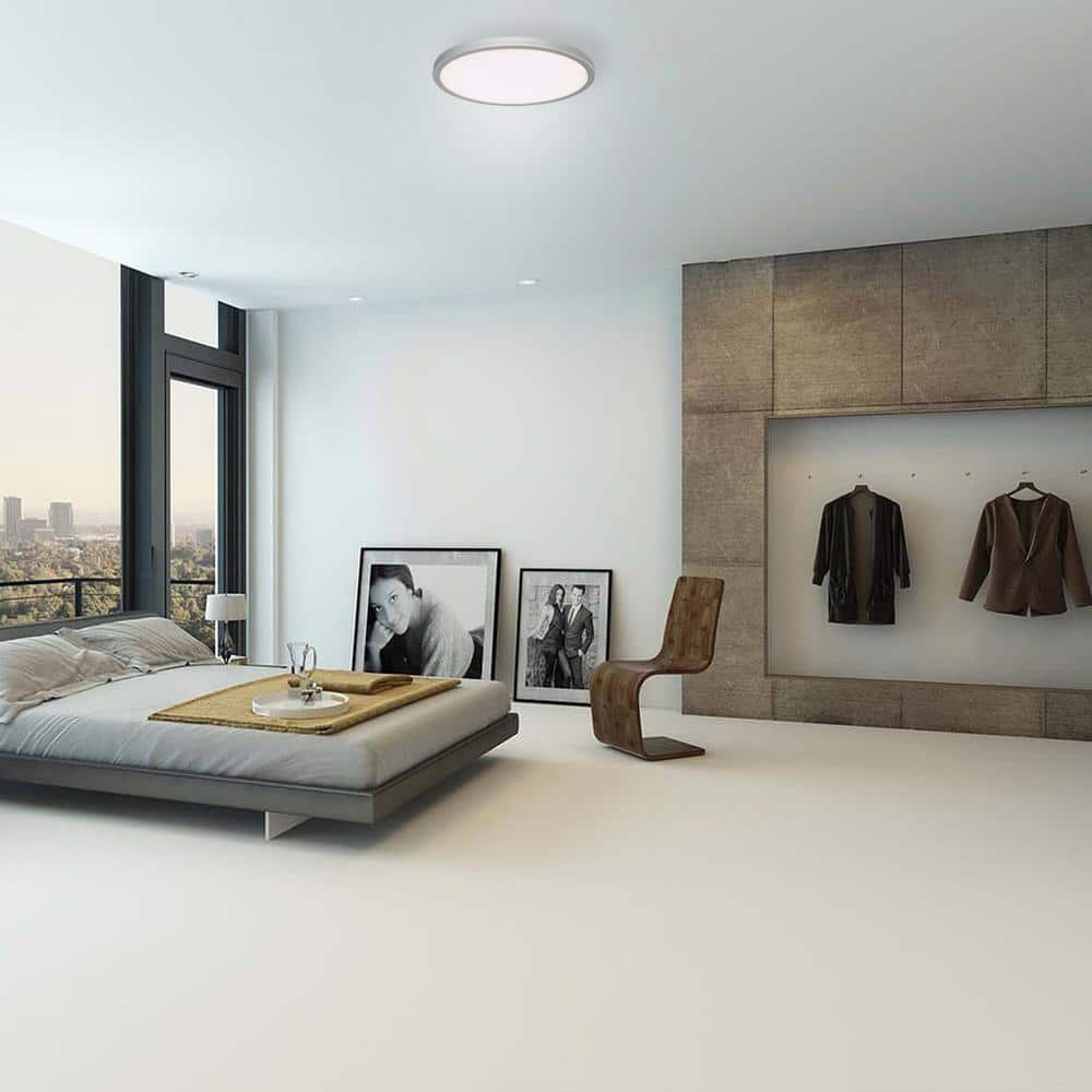 Sleek Brass Finish 22" LED Flush Mount with Frosted Acrylic Diffuser